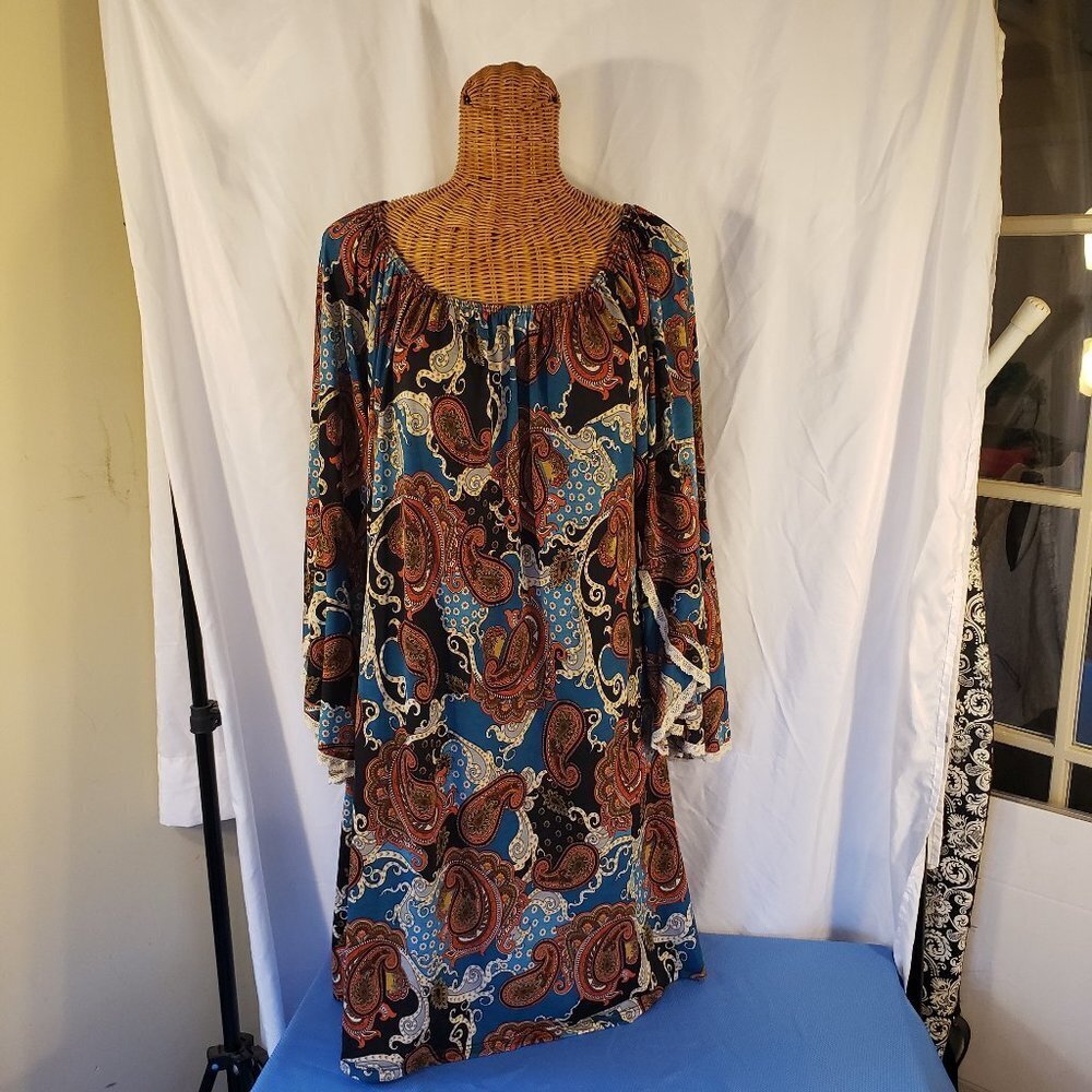 2B Together Women's Paisley Maxi Dress - Blue/Black/Red - XL